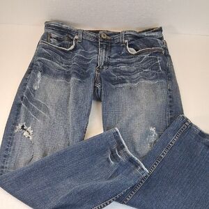Y2K Armani Exchange Vintage Blue Distressed Boyfriend Jeans 31x30 Made In USA
